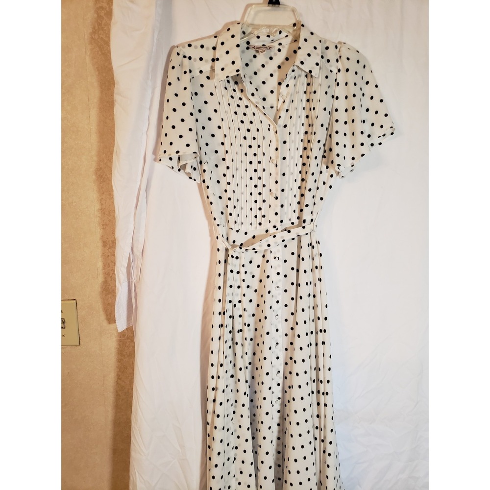 Women's Nanette Lepore Black And White Short Sleeve Polka Dot Dress Size 4 - Picture 1 of 3